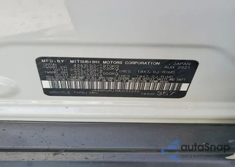 2021 Mitsubishi Outlander Sport Es z USA, uszkodzony, nr VIN JA4APUAU1MU032232